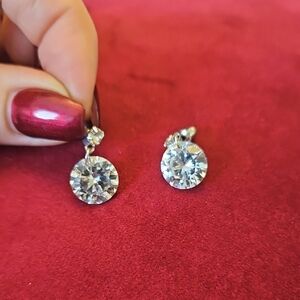 Elegant Silver Crystal Drop Earrings